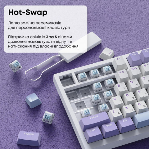 Дротова механічна клавіатура Ajazz AK820 Sea Salt Switch White (AK820-SS-PWB) Купити в Україні