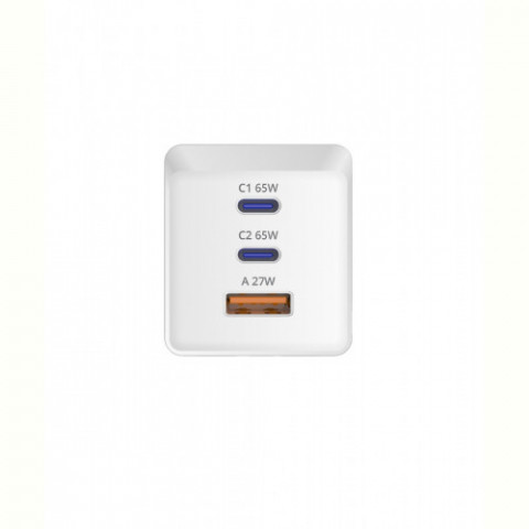 Мережевий зарядний пристрій Sigma mobile X-power 65W GaN, PD, QC (2xUSB-C + 1xUSB-A) White (PS65-01)