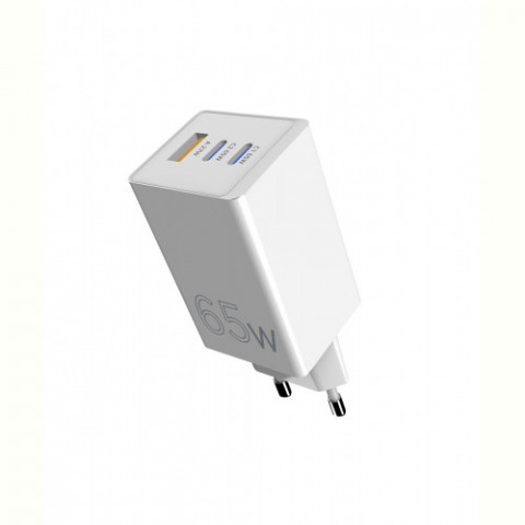 Мережевий зарядний пристрій Sigma mobile X-power 65W GaN, PD, QC (2xUSB-C + 1xUSB-A) White (PS65-01)