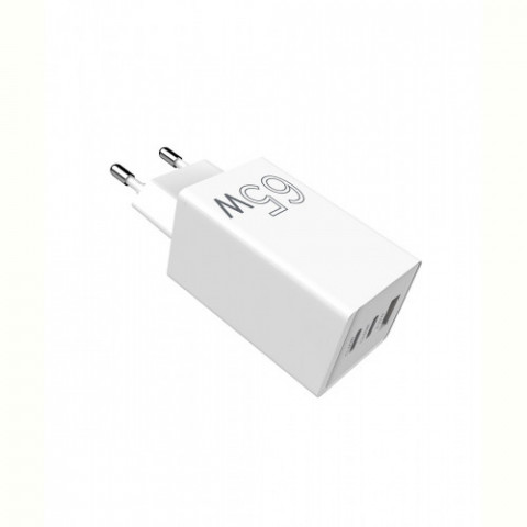 Мережевий зарядний пристрій Sigma mobile X-power 65W GaN, PD, QC (2xUSB-C + 1xUSB-A) White (PS65-01)