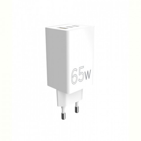 Мережевий зарядний пристрій Sigma mobile X-power 65W GaN, PD, QC (2xUSB-C + 1xUSB-A) White (PS65-01)