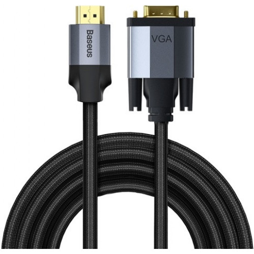 Кабель Baseus Enjoyment HDMI - VGA, (M/M), 2 м, Black-Grey (CAKSX-K0G)