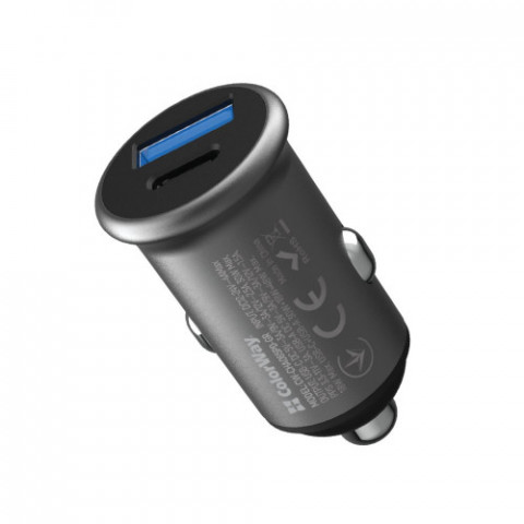 Автомобільний зарядний пристрій ColorWay 2USB (Type-C PD30W + USB QC3.0 18W) 48W Gray (CW-CHA065PD-GR)