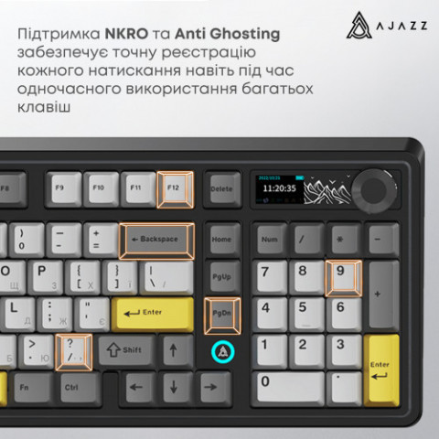 Клавіатура бездротова Ajazz AK980 V2 Maillard Switch Black (AK980-V2-M-BGY)