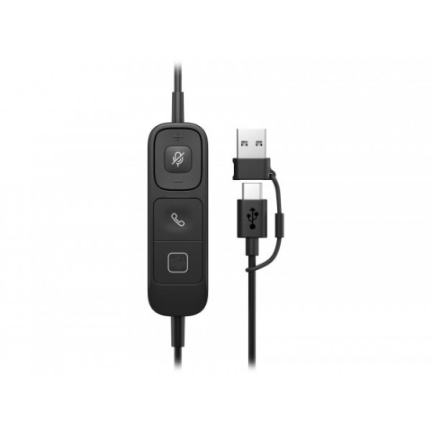 Гарнітура комп'ютерна стерео On-ear HP Poly Mission 625, USB-A, USB-C, 2 x Uni-mic, AI noise reduction, Teams, Zoom, Google Meet, чорний