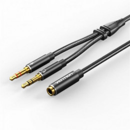 Кабель Vention 3.5 мм - 2х3.5 мм (M/F), 0.3 м, Black (BHFBY)