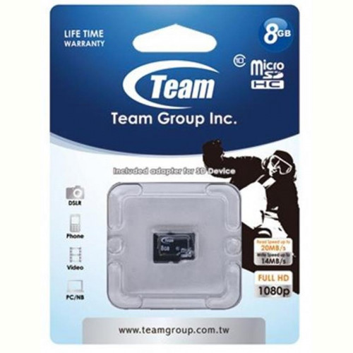 Карта пам`ятi MicroSDHC 8GB Class 10 Team (TUSDH8GCL1002)