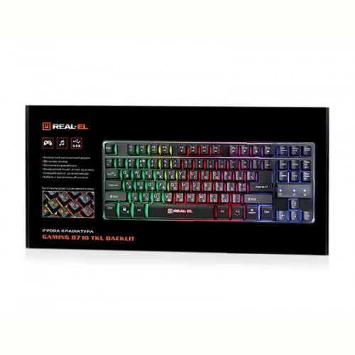 Клавіатура REAL-EL Gaming 8710 TKL Backlit Ukr Black USB