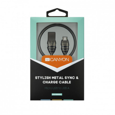 Кабель Canyon USB - MicroUSB 1м, Dark Grey (CNS-USBM5DG)