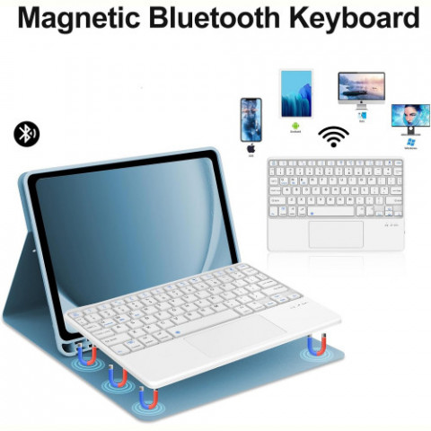 Чохол з бездротовою клавіатурою (TouchPad) BeCover для Apple iPad Air 11 (2024/2025) Light Blue (712598)