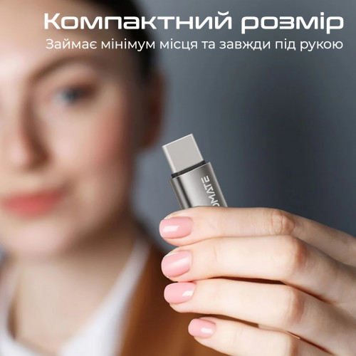 Адаптер Promate Link-Ci Lightning - USB Type C (F/M) Grey