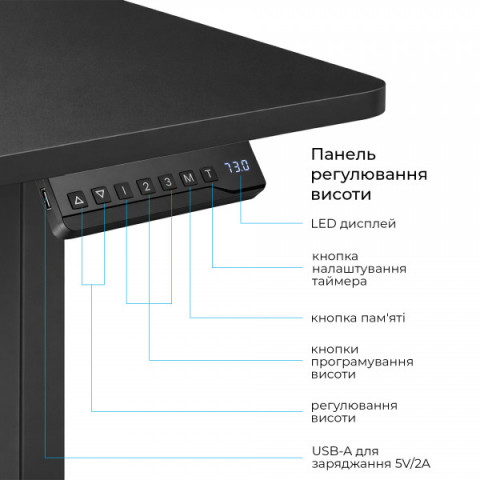 Комп’ютерний стіл з електрорегулюванням висоти OfficePro ODE1880B Купити в Україні