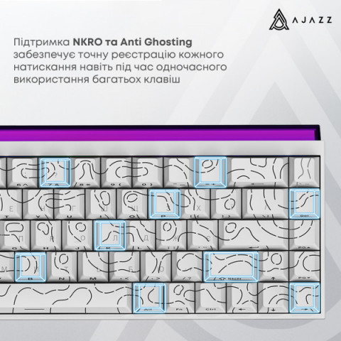 Дротова механічна клавіатура Ajazz NK68 Red switches Side Contour White (NK68-R-S-W) Купити в Україні