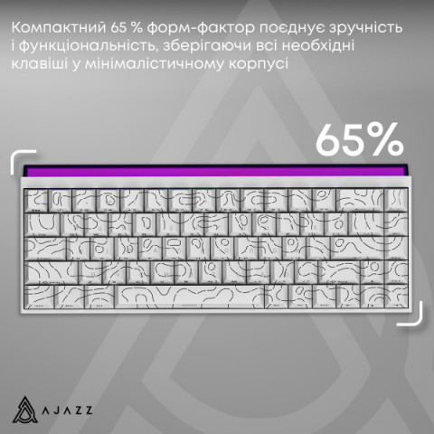 Дротова механічна клавіатура Ajazz NK68 Red switches Side Contour White (NK68-R-S-W) Купити в Україні