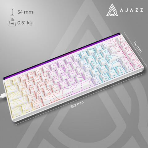 Дротова механічна клавіатура Ajazz NK68 Red switches Side Contour White (NK68-R-S-W) Купити в Україні