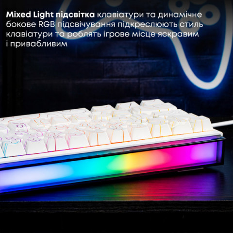 Дротова механічна клавіатура Ajazz NK68 Red switches Side Contour White (NK68-R-S-W) Купити в Україні