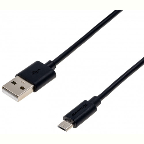 Кабель Grand-X USB-microUSB, Cu, 2,1A, Black, 1m (PM01S)