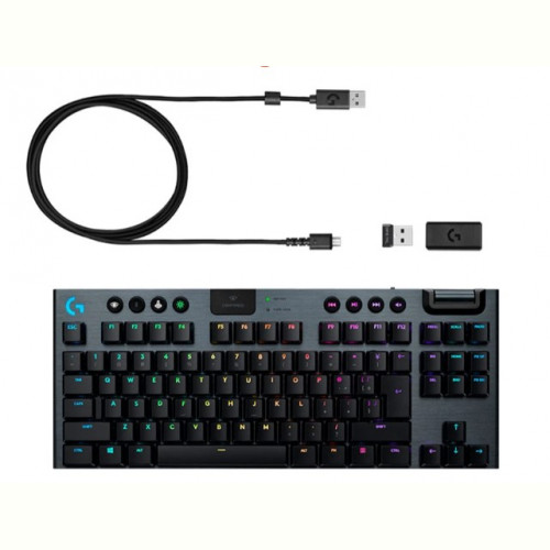 Клавiатура бездротова Logitech G915 TKL Lightspeed Wireless RGB Mechanical Carbon Tactile Switch (920-009503)