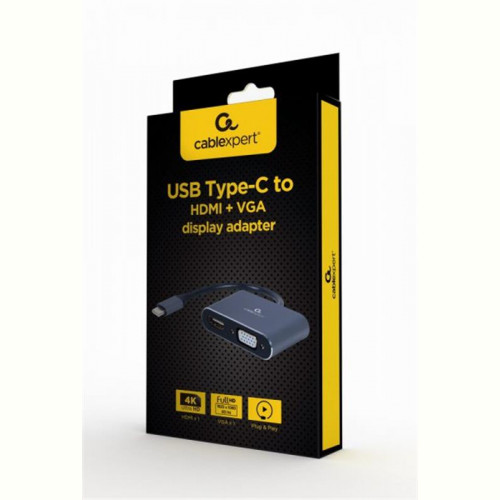 Адаптер Cablexpert (A-USB3C-HDMIVGA-01) USB-С-HDMI/VGA, 0.15м