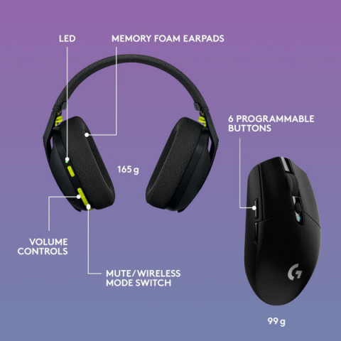 Навушники з мікрофоном Logitech G435SE + G305SE Wireless Black (991-000450)