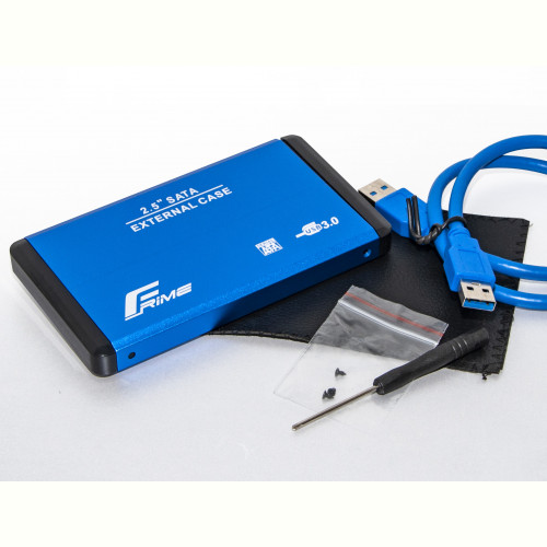 Зовнішня кишеня Frime SATA HDD/SSD 2.5", USB 3.0, Metal, Blue (FHE22.25U30)