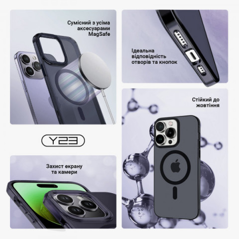 Чохол ArmorStandart Y23 MagSafe для Apple iPhone 14 Pro Max Transparent Black (ARM68339)
