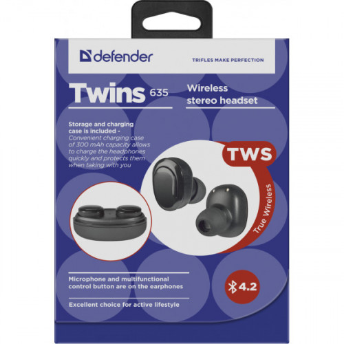 Навушники TWS Defender Twins 635 Black (63635)