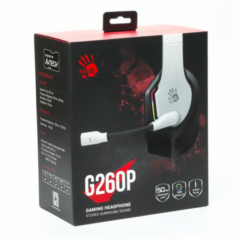 Гарнітура ігрова Bloody G260p (White) з підсвічуванням, USB, колір білий