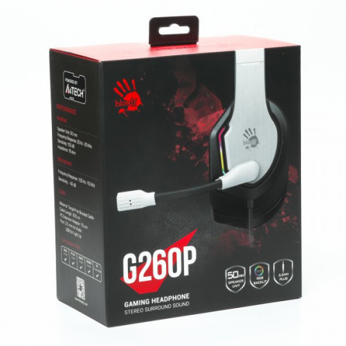 Гарнітура ігрова Bloody G260p (White) з підсвічуванням, USB, колір білий
