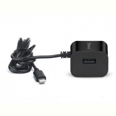 Мережевий зарядний пристрій REAL-EL CH-217 (2USB, 2.1A) Black + кабель Lightning