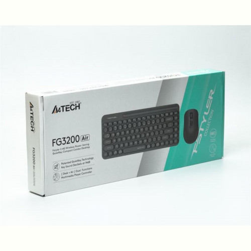 Комплект (клавіатура, мишка) бездротовий A4Tech Fstyler FG3200 Air Grey