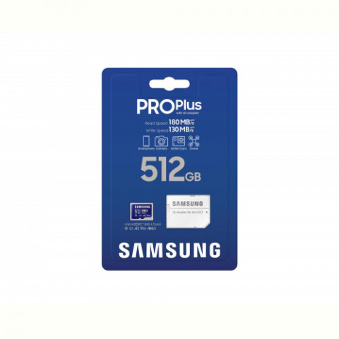 Карта пам`яті MicroSDXC 512GB UHS-I/U3 Class 10 Samsung Pro Plus + SD-адаптер (MB-MD512SA/EU)