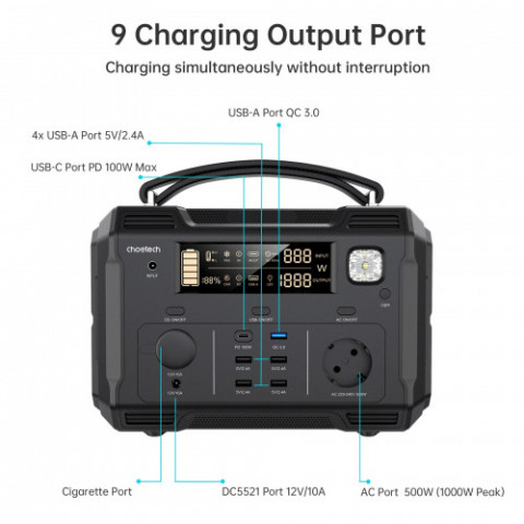 Зарядна станція Choetech 500W (39064)