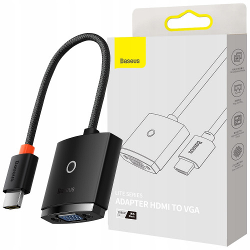 Адаптер Baseus Lite Series HDMI - VGA (M/F), 0.2 м, Black (WKQX010001)