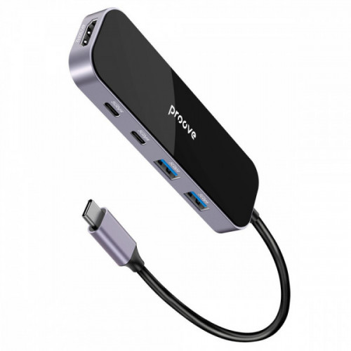 Type-C-Хаб Proove Shadow (2*USB3.0 + Type-C + PD100W + HDMI) dark gray Купити в Україні