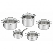 Набір посуду Tefal Duetto Plus, 10предметів, нержавіюча сталь, скло