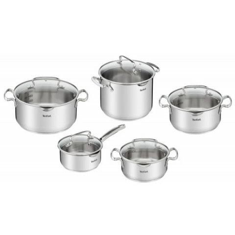 Набір посуду Tefal Duetto Plus, 10предметів, нержавіюча сталь, скло
