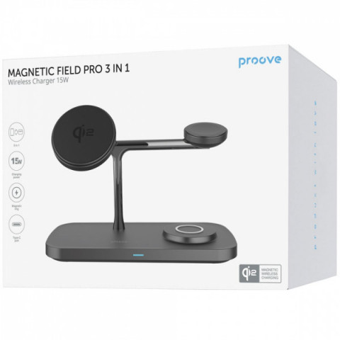 Бездротовий ЗП Proove Magnetic Field Pro 3 in 1 Qi2 black Купити в Україні