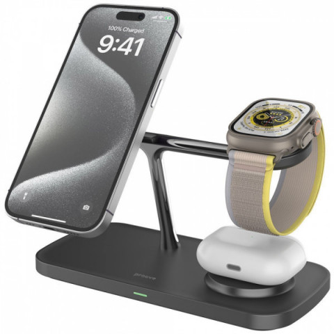 Бездротовий ЗП Proove Magnetic Field Pro 3 in 1 Qi2 black Купити в Україні