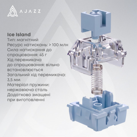 Дротова магнітна клавіатура Ajazz AK029 Ice lsland Magnetic Switch (AK029-I-WB) Купити в Україні