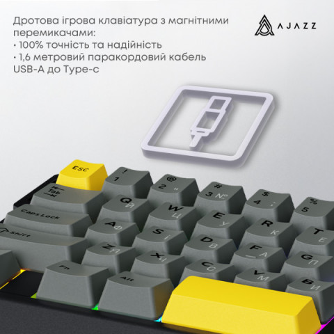 Дротова магнітна клавіатура Ajazz AK029 Ice lsland Magnetic Switch (AK029-I-WB) Купити в Україні