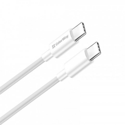 Кабель ColorWay USB Type-C - USB Type-C (M/M), PD Fast Charging 100W, 5.0 А, 1 м, White (CW-CBPDCC058-WT)