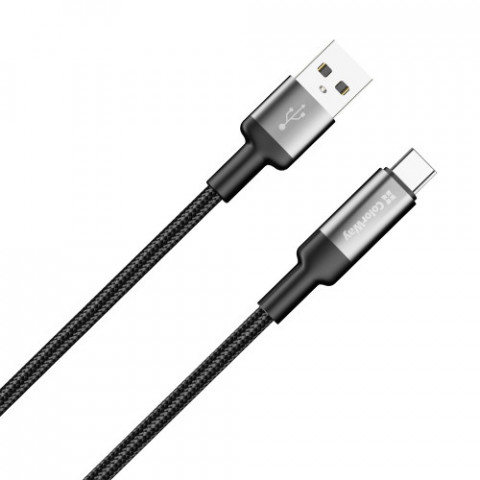 Кабель ColorWay USB - USB Type-C (M/M), braided wire, 6А, 2 м, Black (CW-CBUC097-BK)