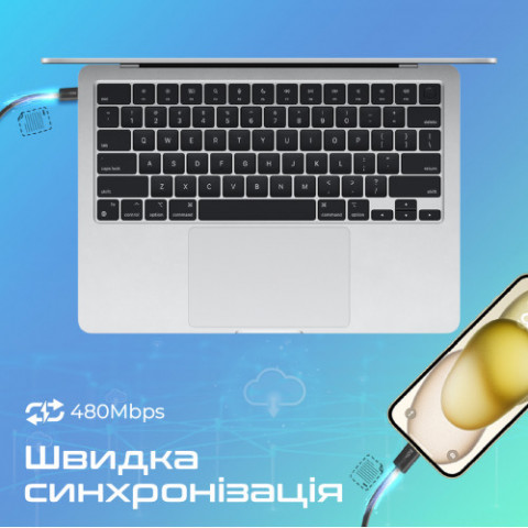 Кабель Promate EcoLine-CC120 USB Type-C - USB Type-C (M/M), 3 A, 60 W, 1.2 м, Black