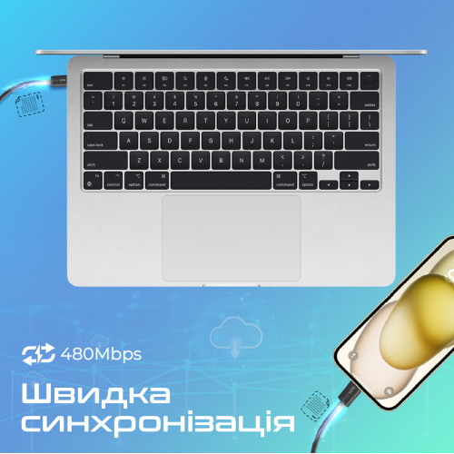 Кабель Promate USB Type-C - USB Type-C (M/M), 3 A, 60 W, 1.2 м, EcoLine-CC120 Black (ecoline-cc120.black)