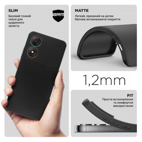 Чохол ArmorStandart Matte Slim Fit для ZTE Blade A34 Camera cover Black (ARM78939)
