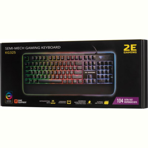 Клавіатура 2E Gaming KG325UB LED Ukr (2E-KG325UB) Black USB