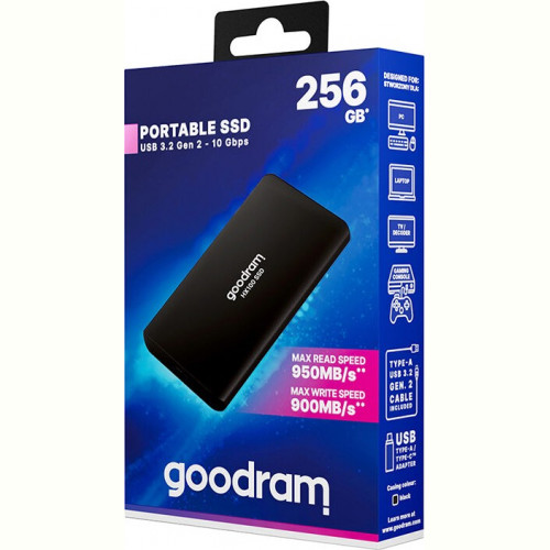 Накопичувач зовнішній SSD 2.5" USB 256GB Goodram HX100 (SSDPR-HX100-256)