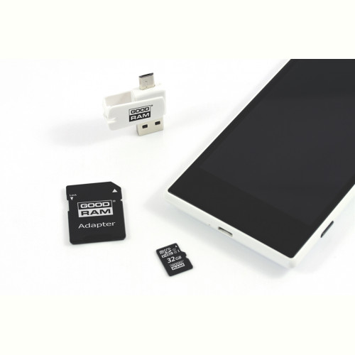 Карта пам`ятi MicroSDHC 32GB UHS-I Class 10 GOODRAM + SD-adapter + OTG Card reader (M1A4-0320R12)