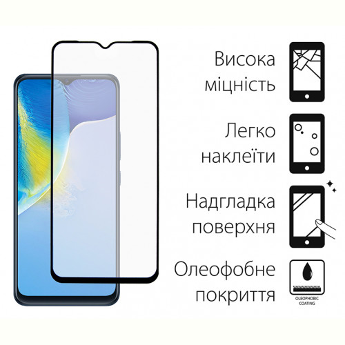 Захисне скло Dengos для Vivo Y15s Black Full Glue (TGFG-208)